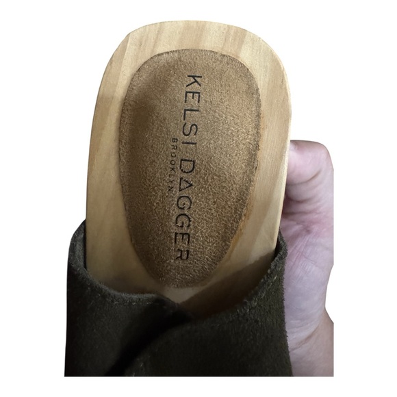 Kelsi Dagger Brooklyn Journal Olive Suede Studded Clogs Size 9 - Picture 5 of 8